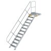Treppe mit Plattform 45&deg; Stufenbreite 600 mm 12 Stufen Aluminium geriffelt