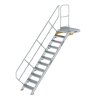Treppe mit Plattform 45&deg; Stufenbreite 600 mm 11 Stufen Aluminium geriffelt