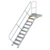 Treppe mit Plattform 45° Stufenbreite 600 mm 10 Stufen Aluminium geriffelt
