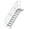 Treppe mit Plattform 45° Stufenbreite 600 mm 9 Stufen Aluminium geriffelt