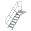 Treppe mit Plattform 45° Stufenbreite 600 mm 7 Stufen Aluminium geriffelt