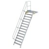 Treppe mit Plattform 60° Stufenbreite 1000 mm 14 Stufen Aluminium geriffelt