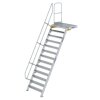 Treppe mit Plattform 60° Stufenbreite 1000 mm 13 Stufen Aluminium geriffelt