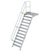 Treppe mit Plattform 60&deg; Stufenbreite 1000 mm 12 Stufen Aluminium geriffelt