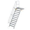 Treppe mit Plattform 60&deg; Stufenbreite 1000 mm 11 Stufen Aluminium geriffelt