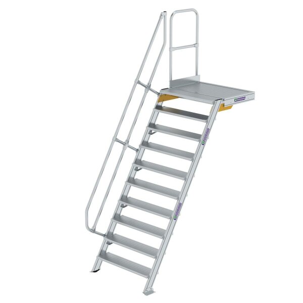 Treppe mit Plattform 60° Stufenbreite 1000 mm 10 Stufen Aluminium geriffelt