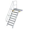 Treppe mit Plattform 60° Stufenbreite 1000 mm 8 Stufen Aluminium geriffelt