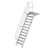 Treppe mit Plattform 60&deg; Stufenbreite 800 mm 12 Stufen Aluminium geriffelt