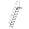 Treppe mit Plattform 60&deg; Stufenbreite 600 mm 12 Stufen Aluminium geriffelt