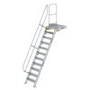 Treppe mit Plattform 60&deg; Stufenbreite 600 mm 11 Stufen Aluminium geriffelt