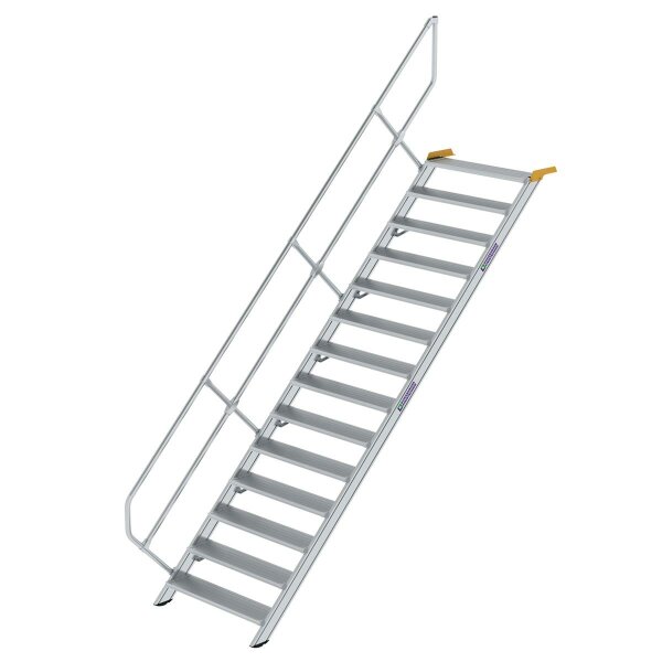 Treppe 45° Stufenbreite 1000 mm 14 Stufen Aluminium geriffelt