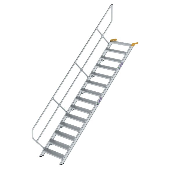 Treppe 45° Stufenbreite 800 mm 14 Stufen Aluminium geriffelt