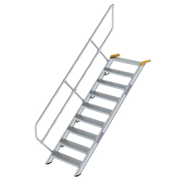 Treppe 45° Stufenbreite 800 mm 9 Stufen Aluminium geriffelt