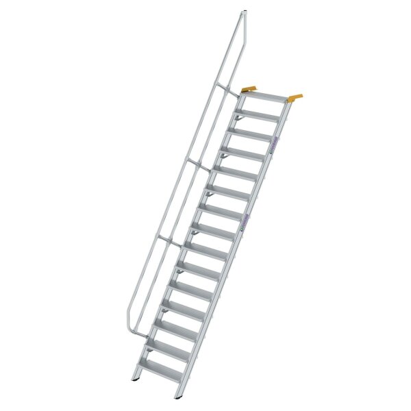 Treppe 60° Stufenbreite 800 mm 15 Stufen Aluminium geriffelt