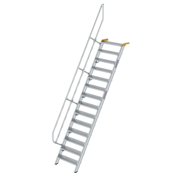 Treppe 60° Stufenbreite 800 mm 14 Stufen Aluminium geriffelt