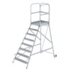 Podesttreppe einseitig begehbar mit Rollen und Griffen Aluminium geriffelt 8 Stufen, Plattformhöhe: 1,92m