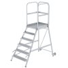Podesttreppe einseitig begehbar mit Rollen und Griffen Aluminium geriffelt 6 Stufen, Plattformhöhe: 1,44m