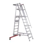 Alu-Podestleiter, fahr- und klappbar Nr. 32777 - 1 x 8 Stufen, Gesamth&ouml;he 3,08 m