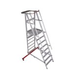 Alu-Podestleiter, fahr- und klappbar Nr. 32777 - 1 x 8 Stufen, Gesamth&ouml;he 3,08 m