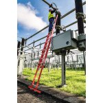 Sprossen-Schiebeleiter 2-teilig GFK/Alu mit Standard-Traverse 2x12 Sprossen (L&auml;nge 3,6m bis 6,1m)