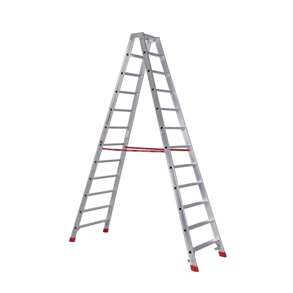 Alu-Stufenstehleiter Nr. 30577 - 2 x 12 Stufen, Länge 3 m