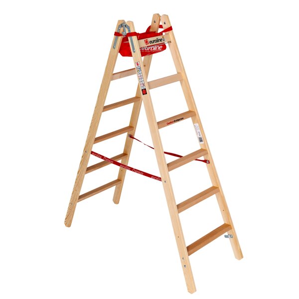 Holz-Sprossenstehleiter mit Comfort-Breitsprosse und...