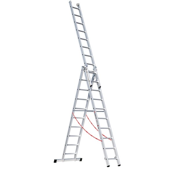Alu-Mehrzweckleiter 3-teilig Nr. 307 - 3 x 10 Sprossen. Länge 2,95m bis 7,15 m, max. AH 7,80m