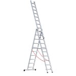 Alu-Mehrzweckleiter 3-teilig Nr. 307 - 3 x 10 Sprossen. L&auml;nge 2,95m bis 7,15 m