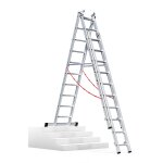 Alu-Mehrzweckleiter 3-teilig Nr. 307 - 3 x 10 Sprossen. L&auml;nge 2,95m bis 7,15 m