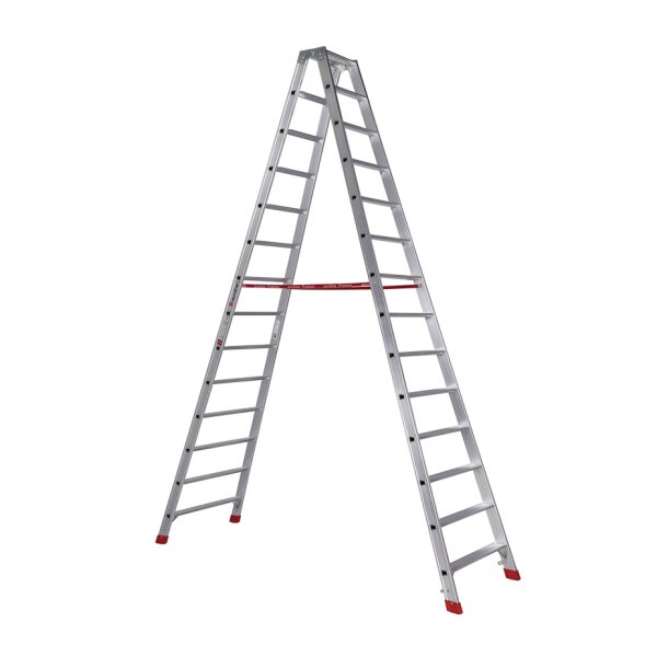 Alu-Stufenstehleiter Nr. 30577 - 2 x 14 Stufen, Länge 3,5 m