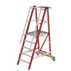 Plattformleiter GFK/Alu klappbar und fahrbar mit GFK-Handlauf 5 Stufen (AH 3,15m)