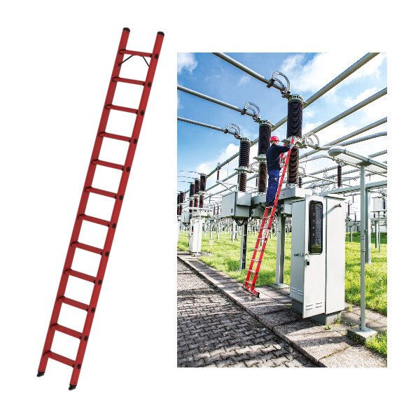 Stufen-Anlegeleiter GFK ohne Traverse 12 Stufen (Länge: 3,17 m)