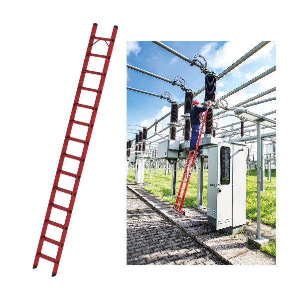 Stufen-Anlegeleiter GFK ohne Traverse 14 Stufen ( Länge 3,67m)