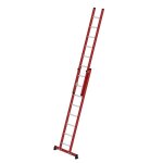 Sprossen-Schiebeleiter 2-teilig GFK/Alu mit nivello&reg;-Traverse 2x8 Sprossen (L&auml;nge 2,45m bis 4,20m)