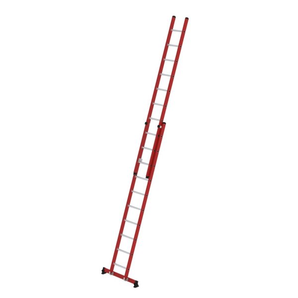 Sprossen-Schiebeleiter 2-teilig GFK/Alu mit nivello®-Traverse 2x10 Sprossen