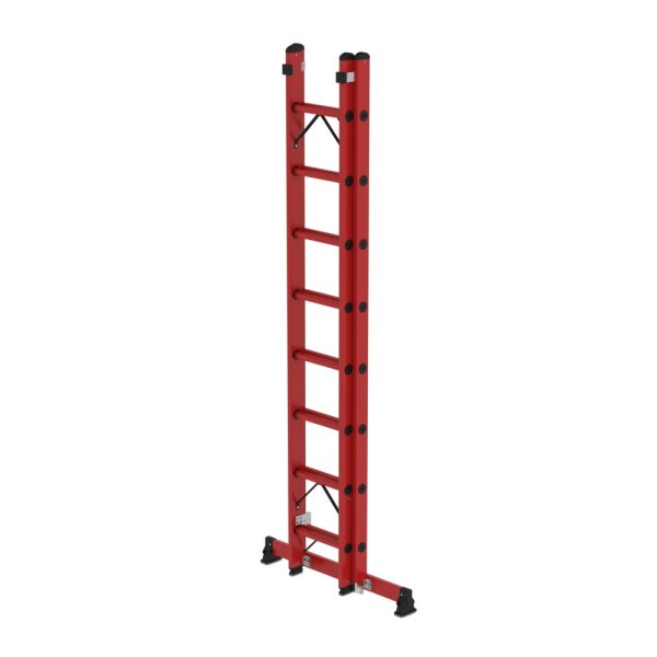 Sprossen-Schiebeleiter 2-teilig GFK mit nivello® Traverse 2x8 Sprossen (AH 5,20m)